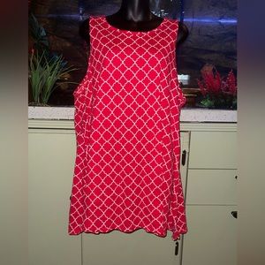 Ladies red sleeveless Ruffle Girl long top plus size 3X